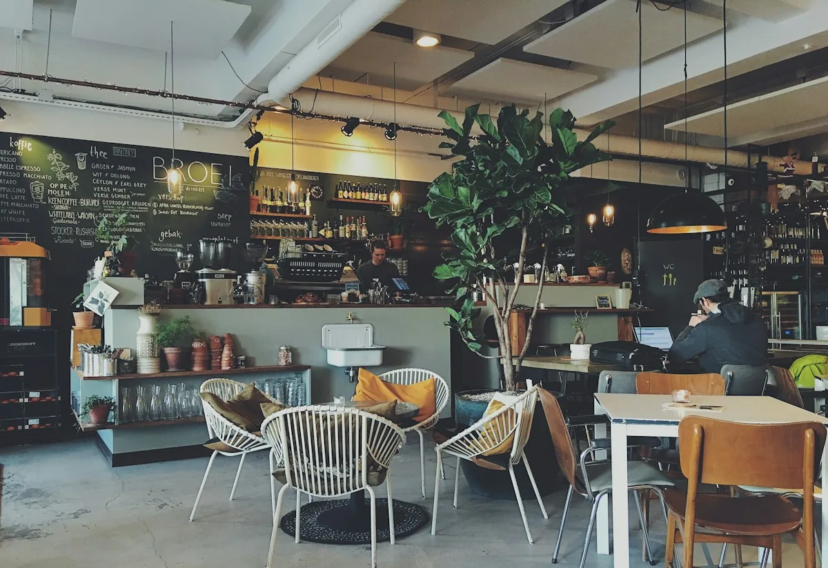 Warm café lunch interior